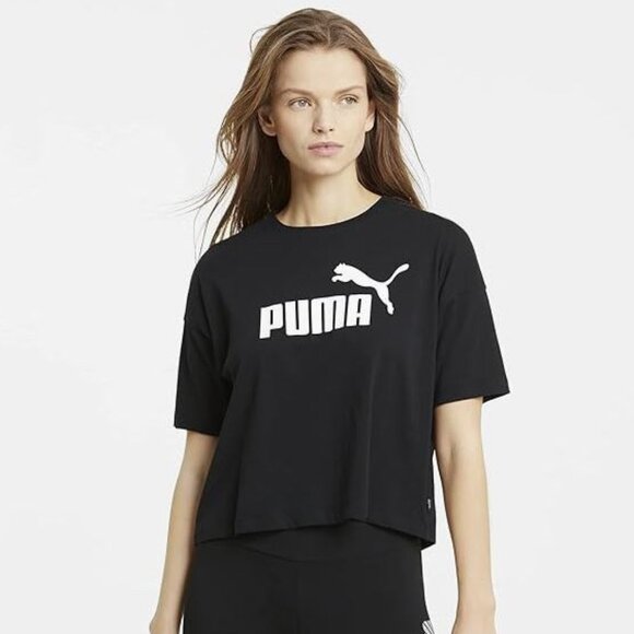 PUMA Women's Essentials Cropped Logo Tee - Picture 1 of 7